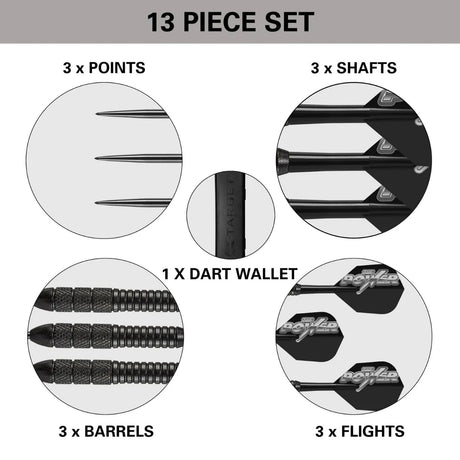 Target Darts Phil Taylor Power Storm Black Brass Steel Tip Darts