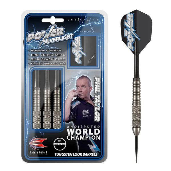 Target Darts Phil Taylor Silverlight Knurled Brass Steel Tip Darts-1-22 GRAM-Premier Darts