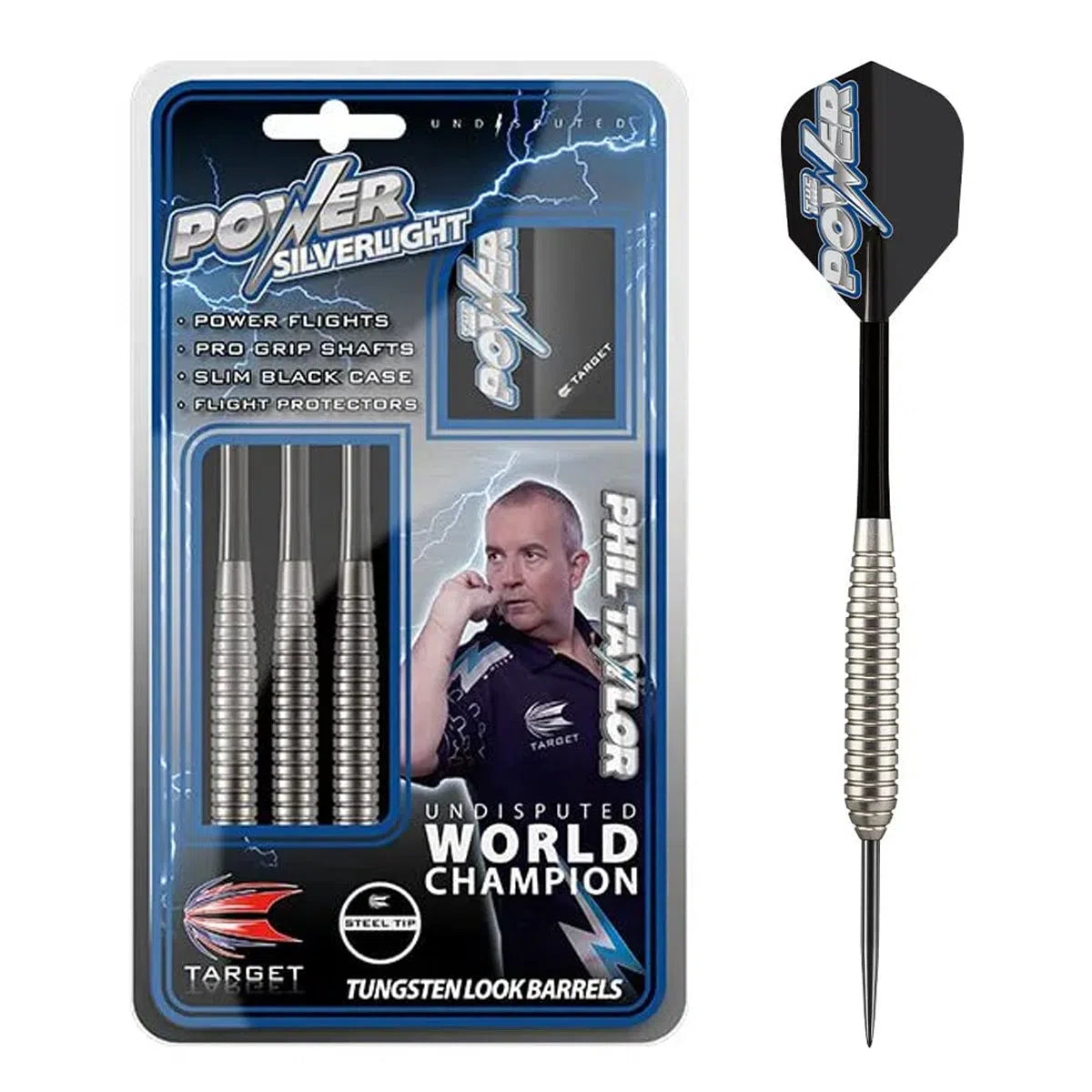 Target Darts Phil Taylor Silverlight Ringed Brass Steel Tip Darts