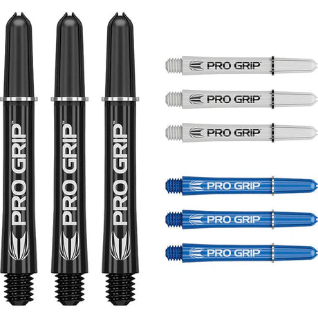 Target Darts Pro Grip Shafts Set - Black, White & Blue x3 Sets