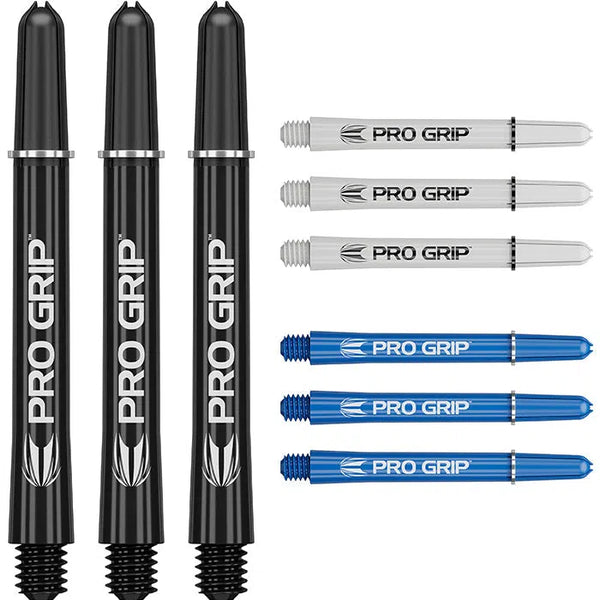 Target Darts Pro Grip Shafts Set - Black, White & Blue x3 Sets-1-Medium-Premier Darts
