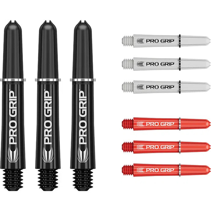 Target Darts Pro Grip Shafts Set - Black, White & Red x3 Sets
