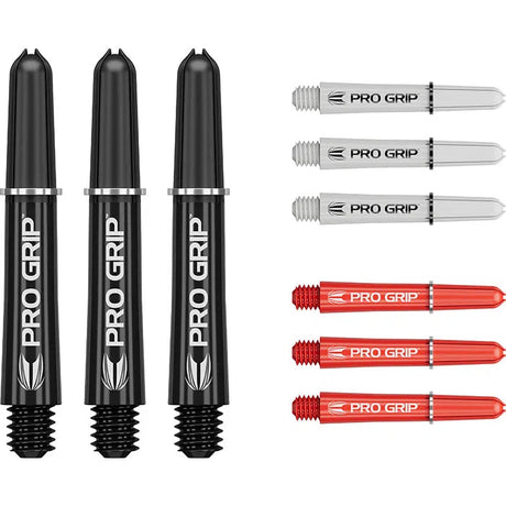Target Darts Pro Grip Shafts Set - Black, White & Red x3 Sets