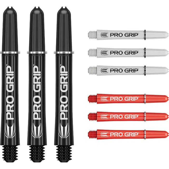 Target Darts Pro Grip Shafts Set - Black, White & Red x3 Sets
