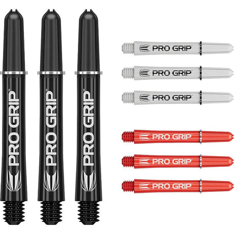 Target Darts Pro Grip Shafts Set - Black, White & Red x3 Sets
