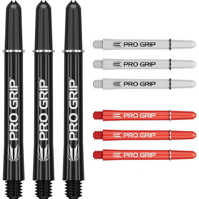Target Darts Pro Grip Shafts Set - Black, White & Red x3 Sets