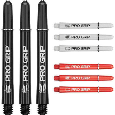 Target Darts Pro Grip Shafts Set - Black, White & Red x3 Sets