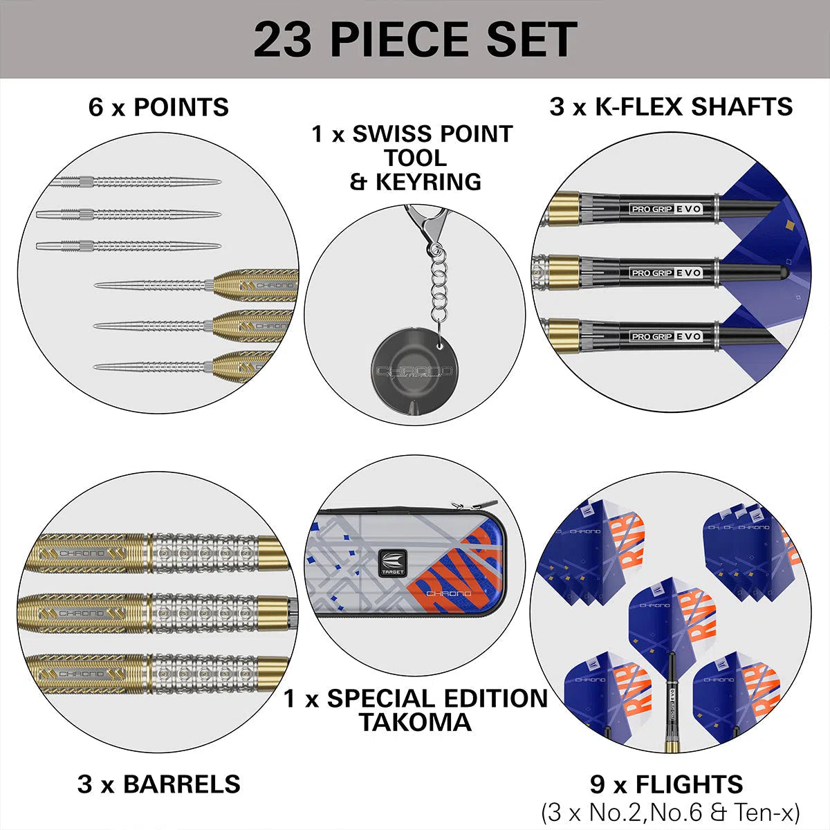 Target Darts Raymond Van Barneveld Chrono 95% Tungsten Steel Tip Darts