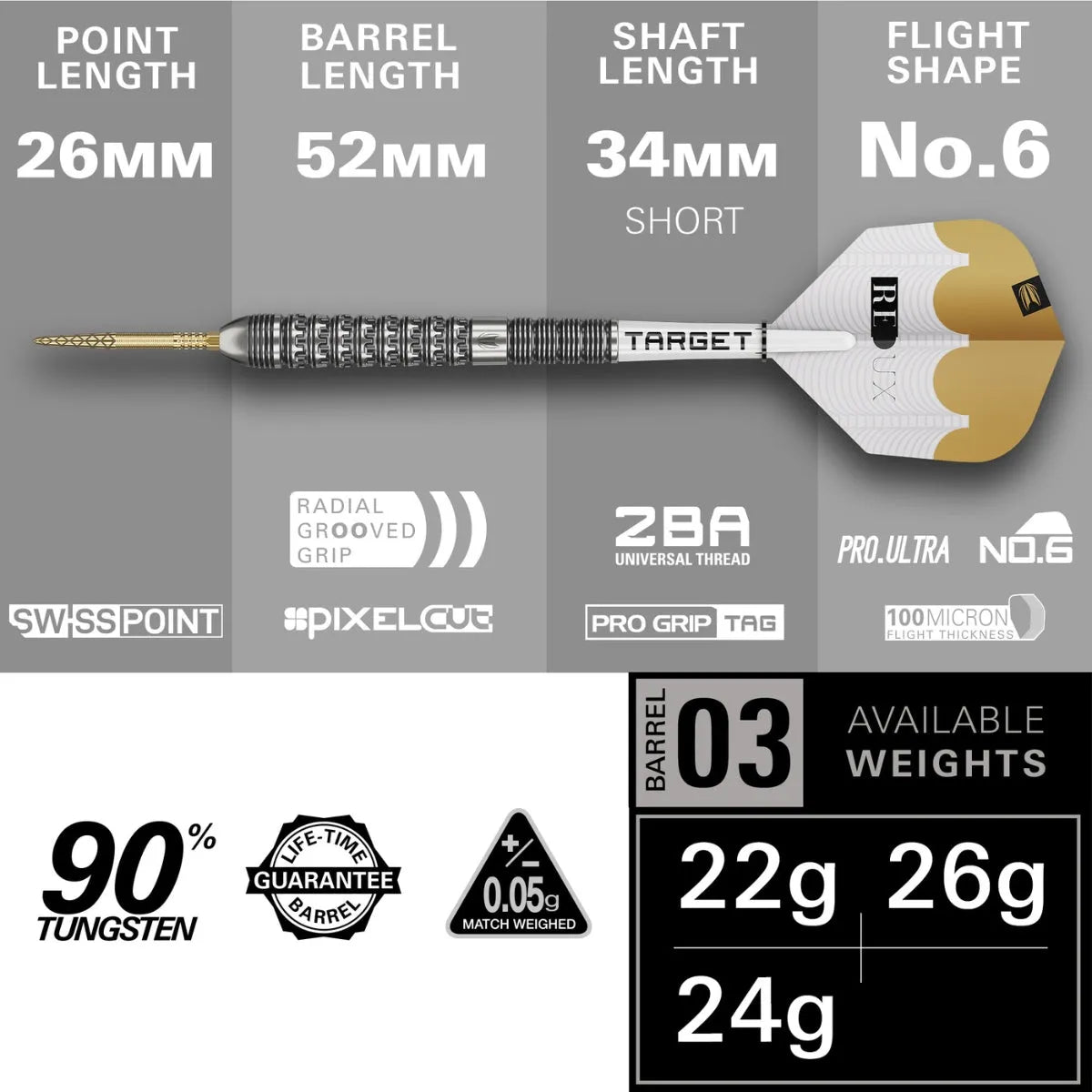 Target Darts Redux 03 SP 90% Tungsten Steel Tip Darts