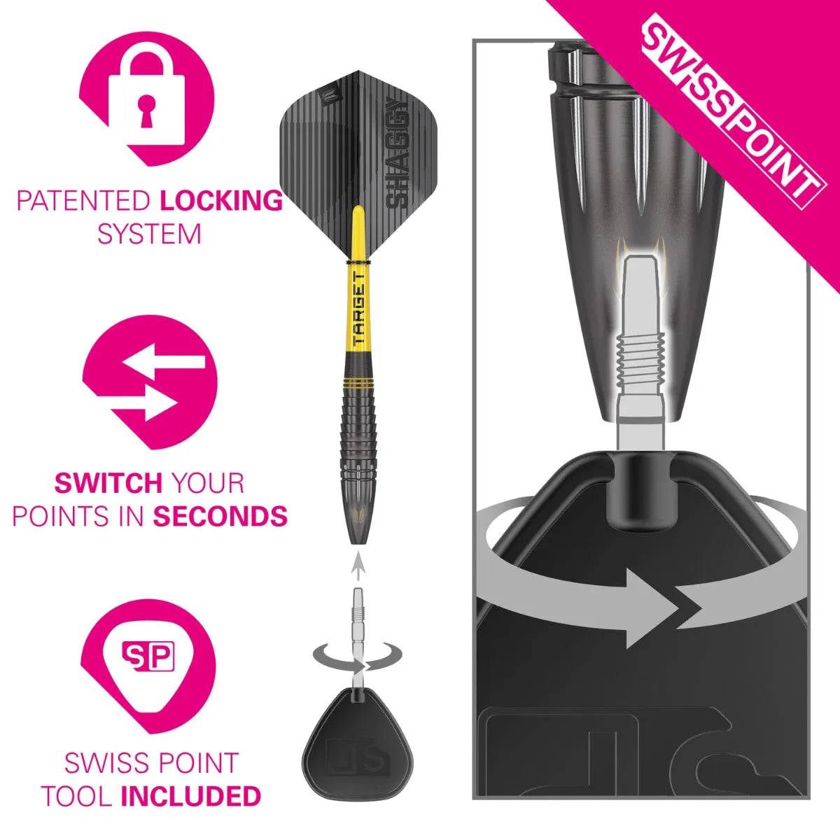Target Darts Scott Williams Black SP 90% Tungsten Steel Tip Darts