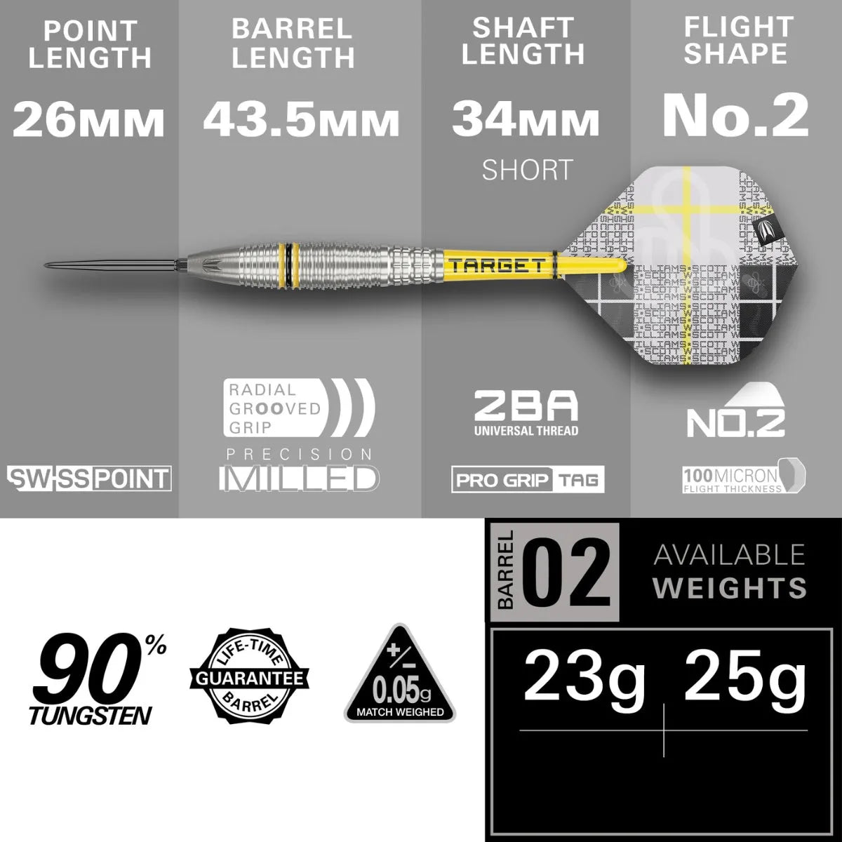 Target Darts Scott Williams Gen 2 SP 90% Tungsten Steel Tip Darts