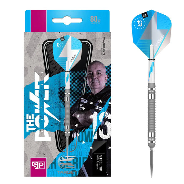 Target Darts The Power Series Silver SP Phil Taylor 80% Tungsten Steel Tip Darts-1-23 Grams-Premier Darts