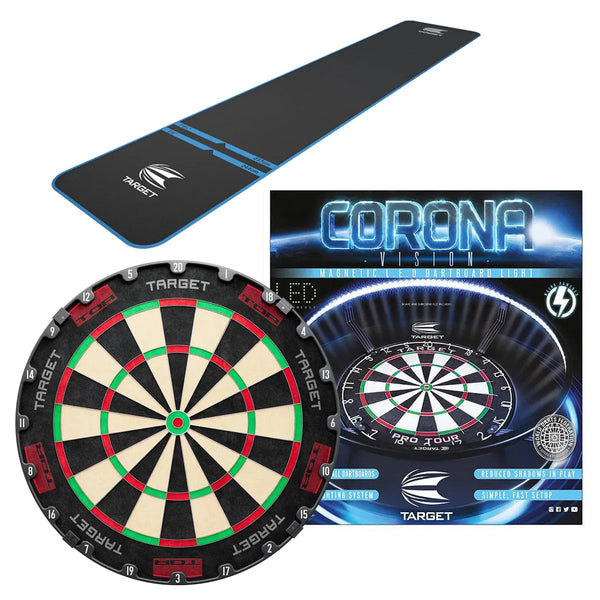 Target Tor Board, Corona Light & World Champion Mat Bundle-1-Blue-Premier Darts