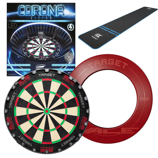 Target Tor Board, Corona Light, World Chamion Mat & Vale Surround Bundle-1-Blue-Premier Darts