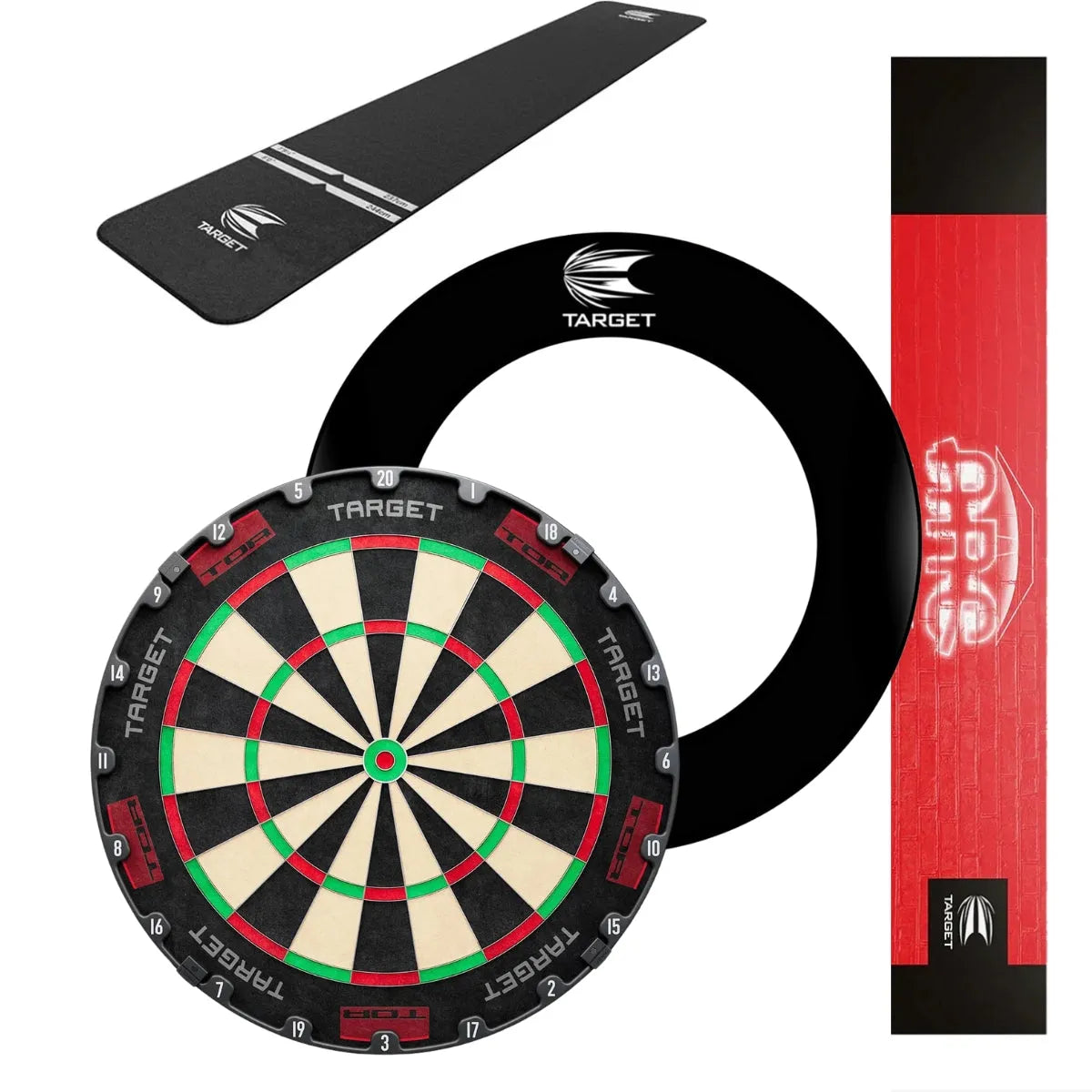 Target Tor Board, Arc Light, World Chamion Mat & Tour Surround Bundle-23-Black-White-Premier Darts