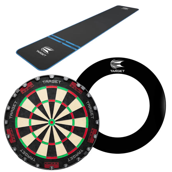 Target Tor Board, World Champion Mat & Tour Surround Bundle-1-Black-Blue-Premier Darts