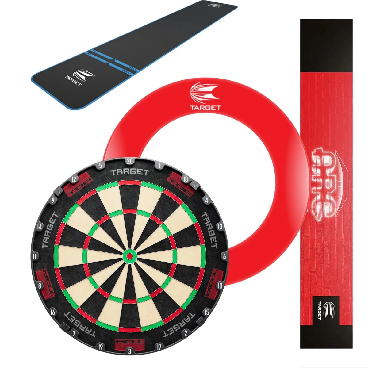 Target Tor Board, Arc Light, World Chamion Mat & Tour Surround Bundle-24-Red-Blue-Premier Darts