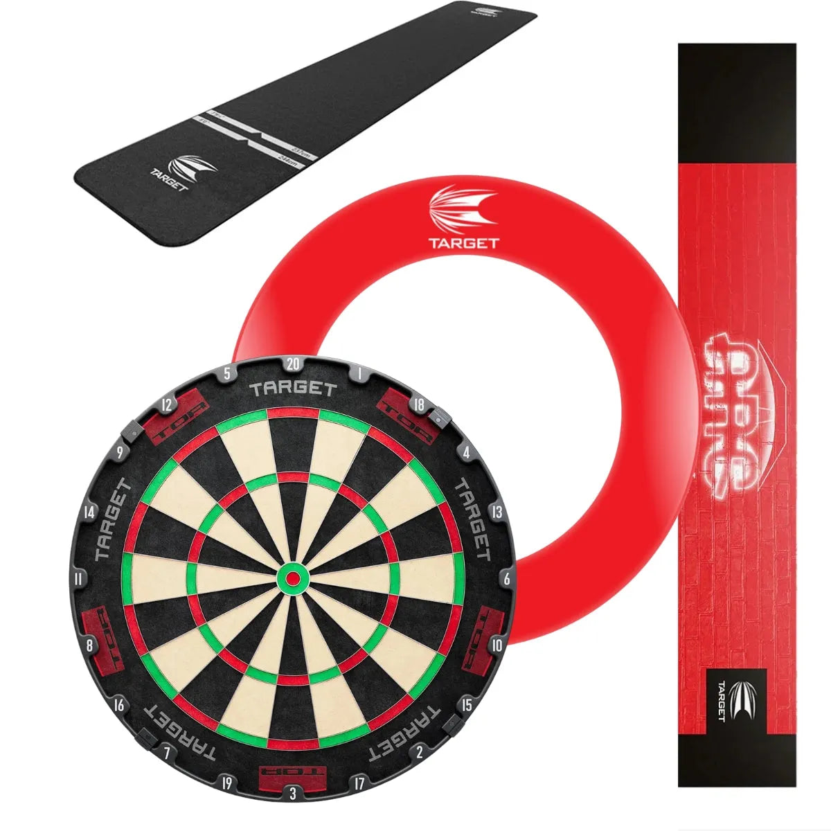 Target Tor Board, Arc Light, World Chamion Mat & Tour Surround Bundle-27-Red-White-Premier Darts