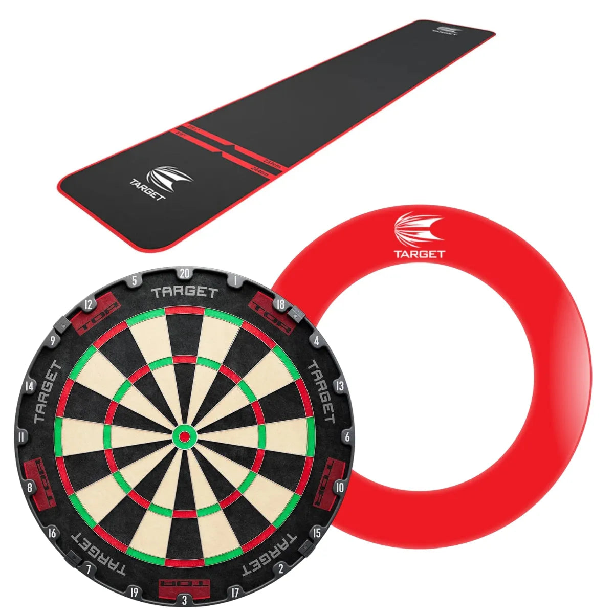 Target Tor Board, World Champion Mat & Tour Surround Bundle-18-Red-Red-Premier Darts