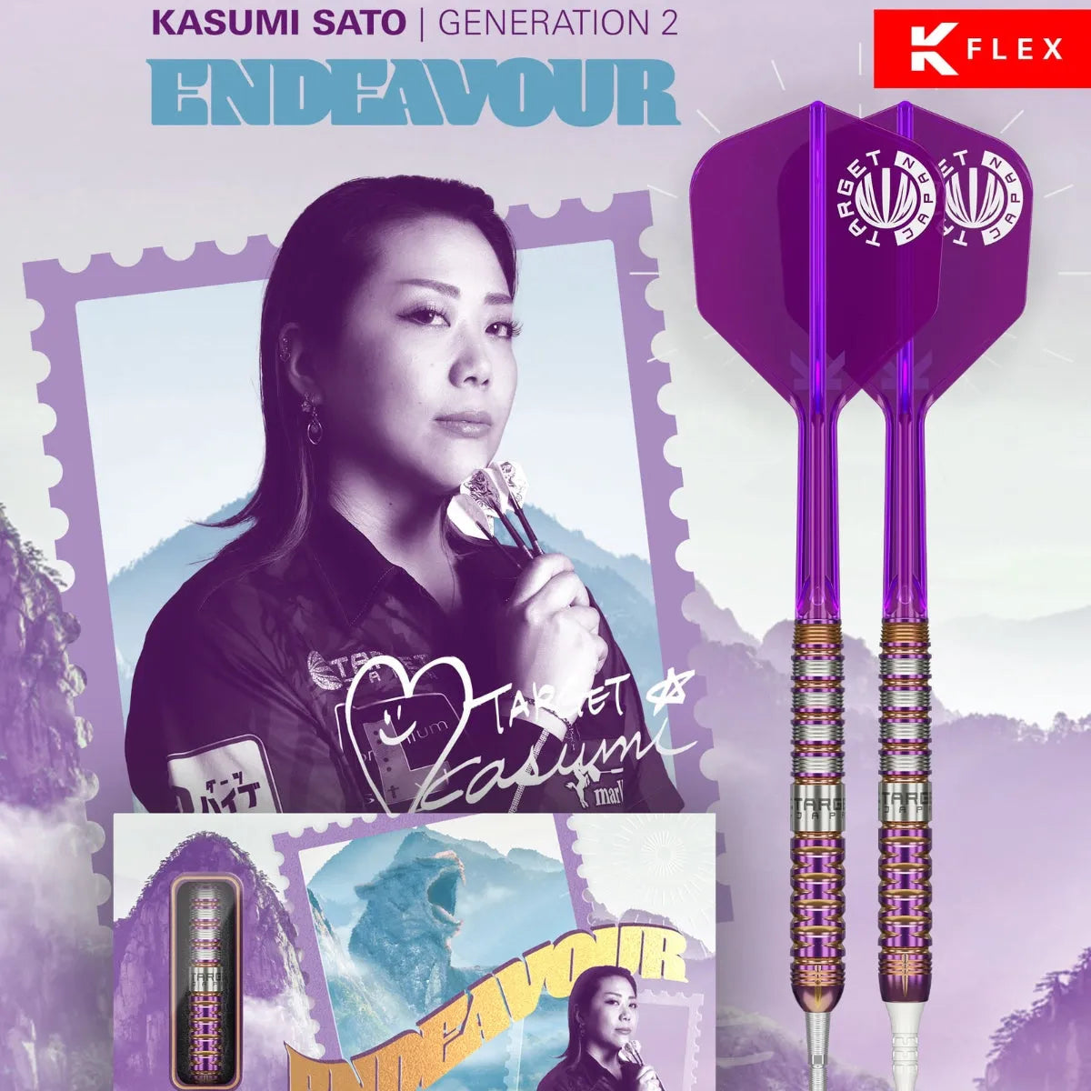 Target Japan Kasumi Sato Endeavour G2 90% Tungsten Steel Tip Darts