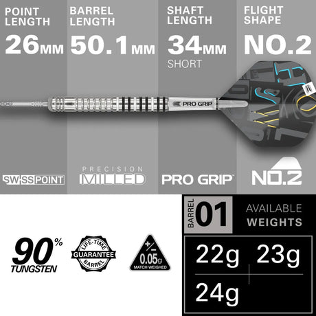 Target Darts Chris Dobey Gen 1 SP 90% Tungsten Steel Tip Darts