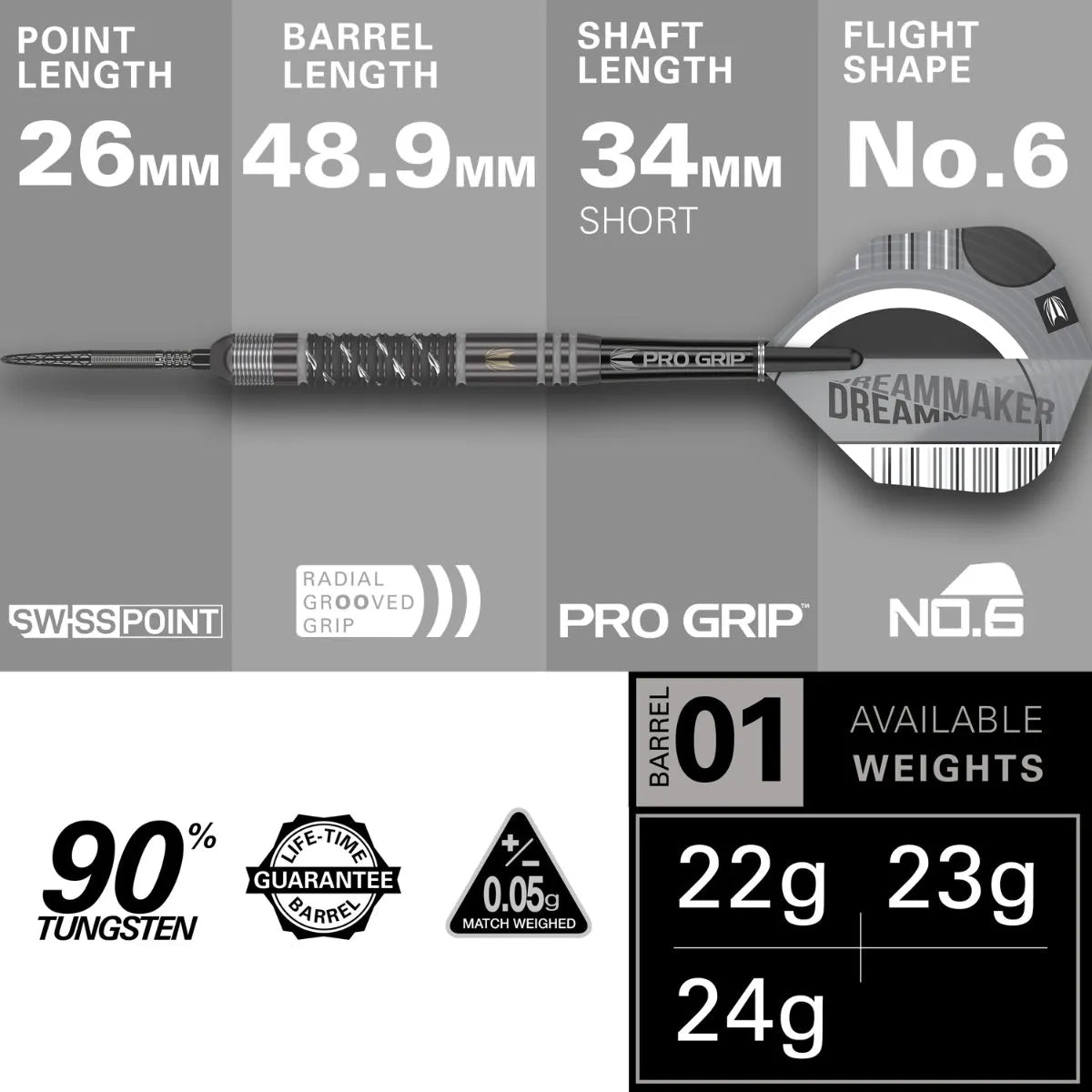 Target Darts Dimitri Van Den Bergh Echo SP 90% Tungsten Steel Tip Darts