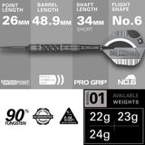 Target Darts Dimitri Van Den Bergh Echo SP 90% Tungsten Steel Tip Darts