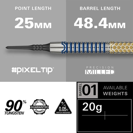 Target Darts Josh Rock Gen 1 90% Tungsten Soft Tip Darts