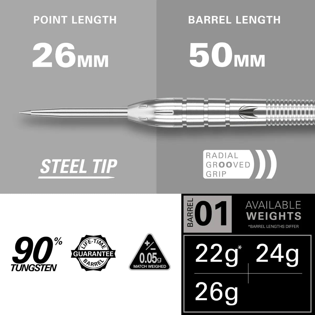 Target Darts Nathan Aspinall Gen 1 90% Tungsten Steel Tip Darts
