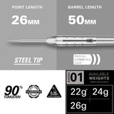 Target Darts Nathan Aspinall Gen 1 90% Tungsten Steel Tip Darts