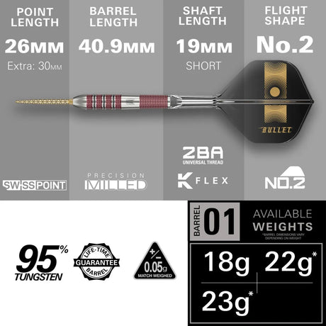 Target Darts Stephen Bunting 95K SP 95% Tungsten Steel Tip Darts