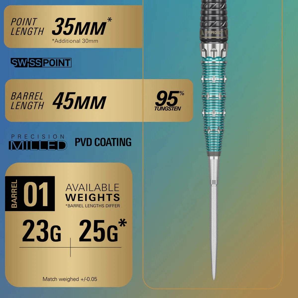 Target Japan The Miracle Rising Sun Limited Edition Champions Set 95% Tungsten Steel Tip Darts-8-23 GRAM-Premier Darts