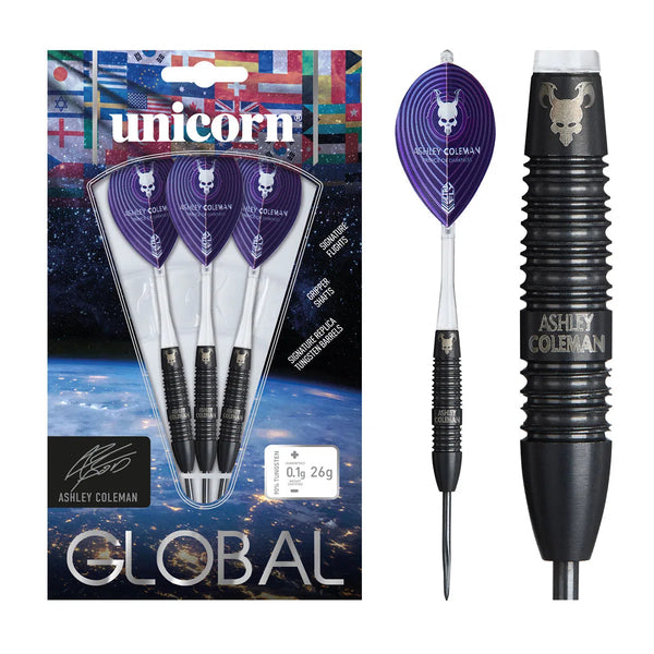 Unicorn Ashley Coleman Global 90% Tungsten Steel Tip Darts-1-26 GRAM-Premier Darts