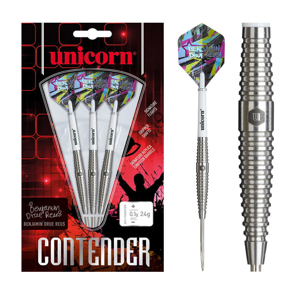 Unicorn Benjamin Drue Reus Contender 80% Tungsten Steel Tip Darts-1-24 GRAM-Premier Darts