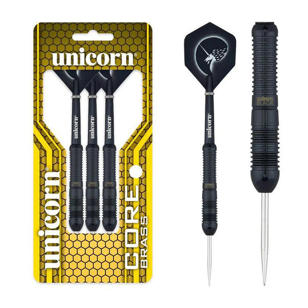 Unicorn Core Black Brass Steel Tip Darts - Style 2-1-20 GRAM-Premier Darts