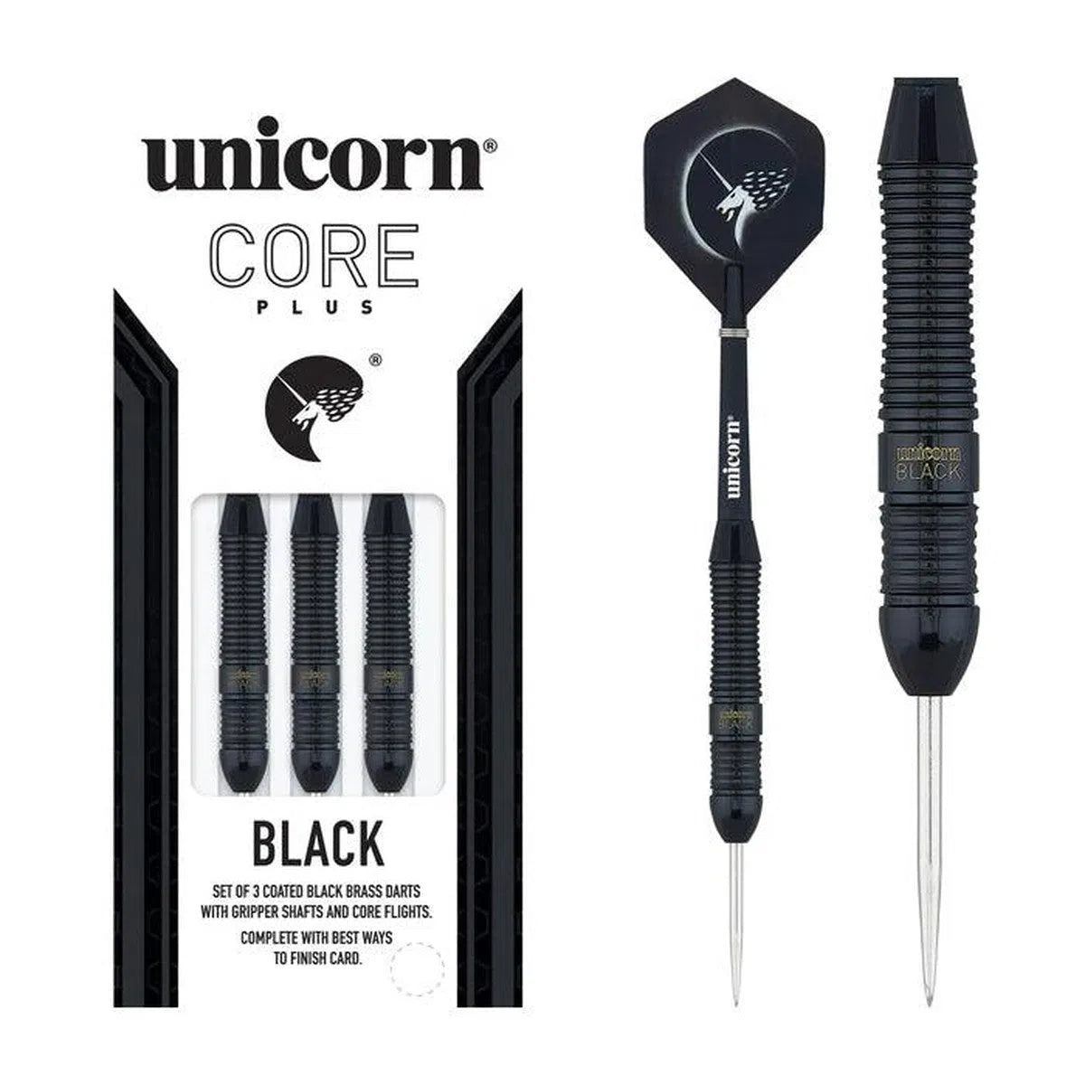Unicorn Core Plus Win Black Brass Steel Tip Darts – Premier Darts