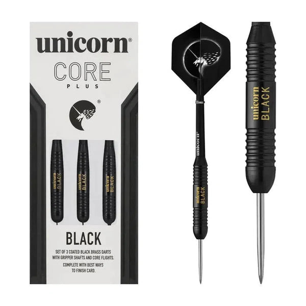 Unicorn Core Plus Win Black Brass Style 2 Steel Tip Darts-1-22 GRAM-Premier Darts