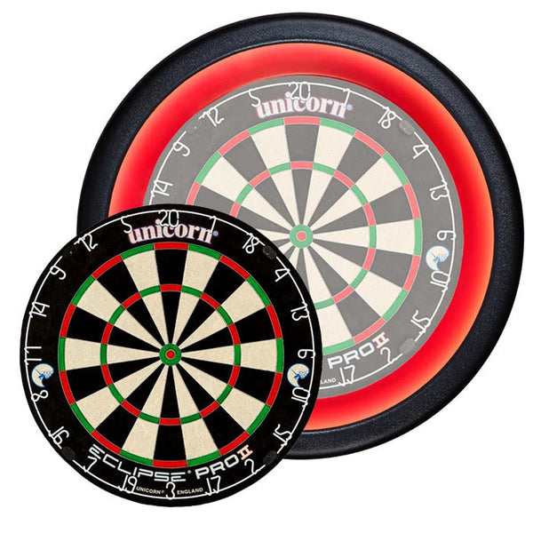 Unicorn Eclipse Pro 2 Dartboard & Solar 2 Illuminated Surround Bundle-1-Premier Darts