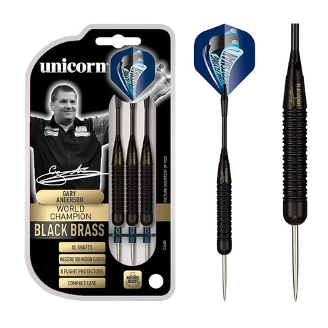 Unicorn Gary Anderson Black Brass Steel Tip Darts