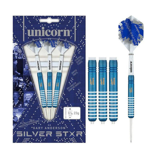 Unicorn Gary Anderson Blue Silver Star 80% Tungsten Steel Tip Darts-1-21 GRAM-Premier Darts