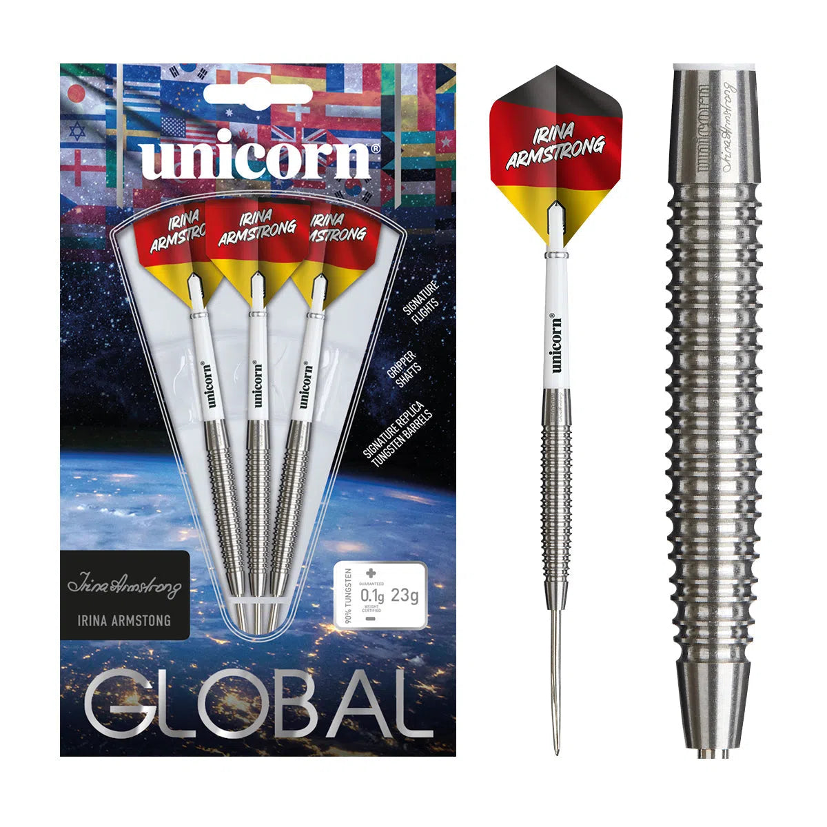 Unicorn Irina Armstrong Global 90% Tungsten Steel Tip Darts