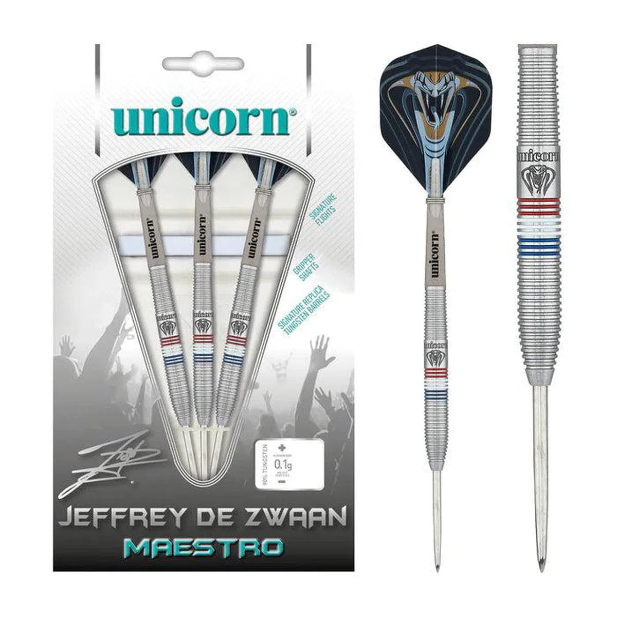 Unicorn Jeffrey de Zwaan Maestro 90% Steel Tip Darts – Premier Darts