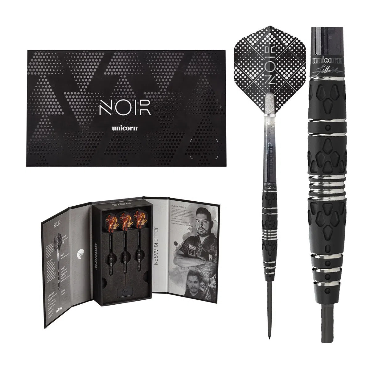 Unicorn Jelle Klassen Phase 2 Noir 90% Steel Tip Darts – Premier Darts