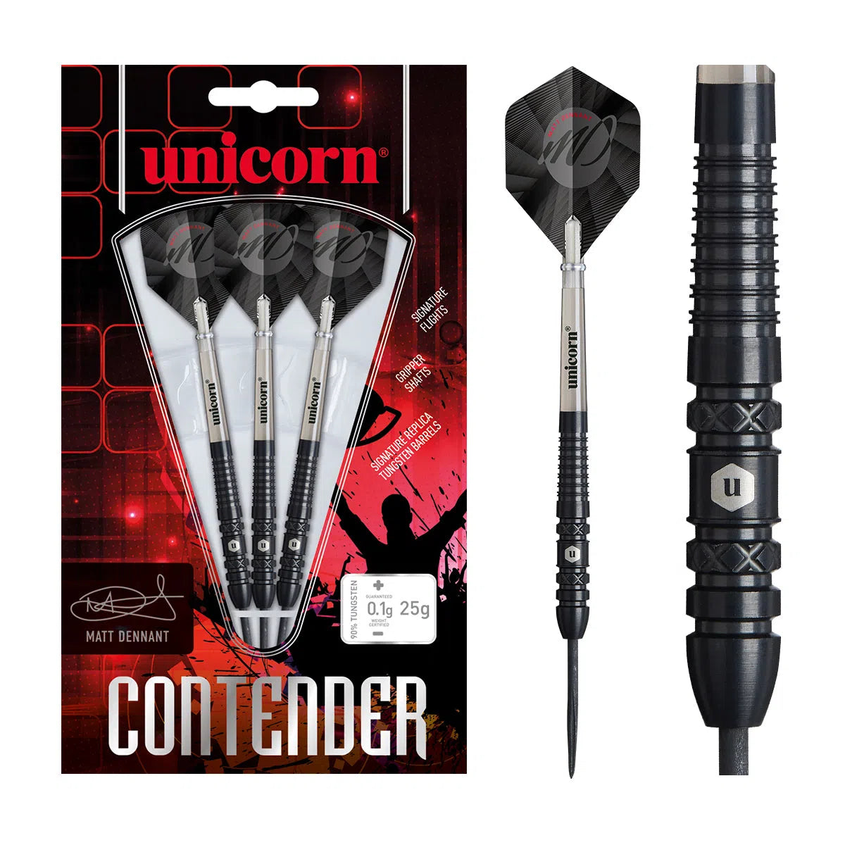 Unicorn Matt Dennant Contender 90% Tungsten Steel Tip Darts