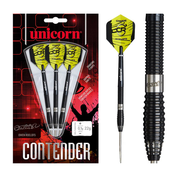Unicorn Owen Roelofs Contender 90% Tungsten Steel Tip Darts-1-22 GRAM-Premier Darts