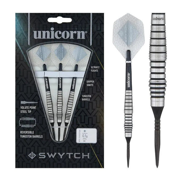 Unicorn Swytch Black 80% Tungsten Steel Tip Darts-1-21 GRAM-Premier Darts
