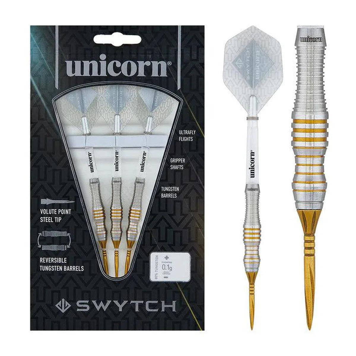 Unicorn Swytch Gold 80% Tungsten Steel Tip Darts – Premier Darts