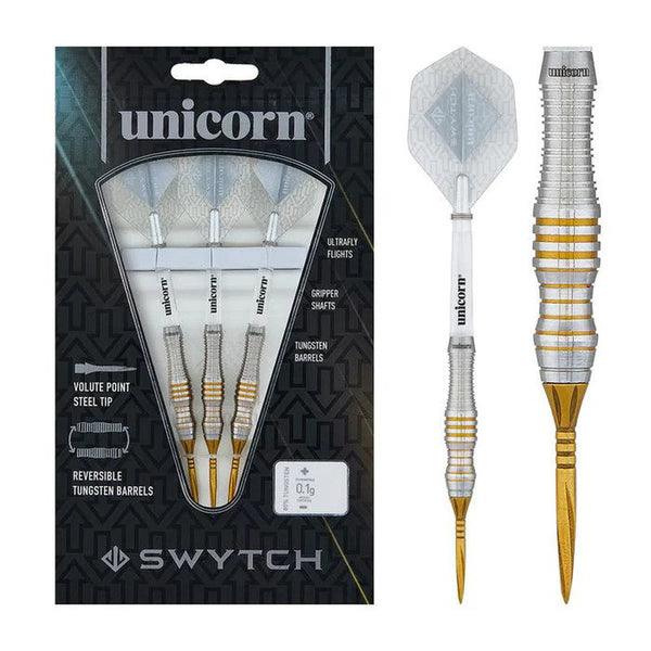Unicorn Swytch Gold 80% Tungsten Steel Tip Darts-1-22 GRAM-Premier Darts