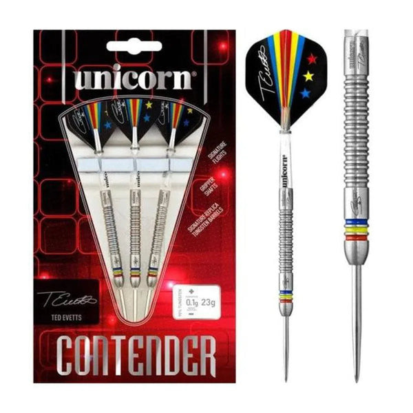 Unicorn Ted Evetts Contender 90% Tungsten Steel Tip Darts-1-23 GRAM-Premier Darts