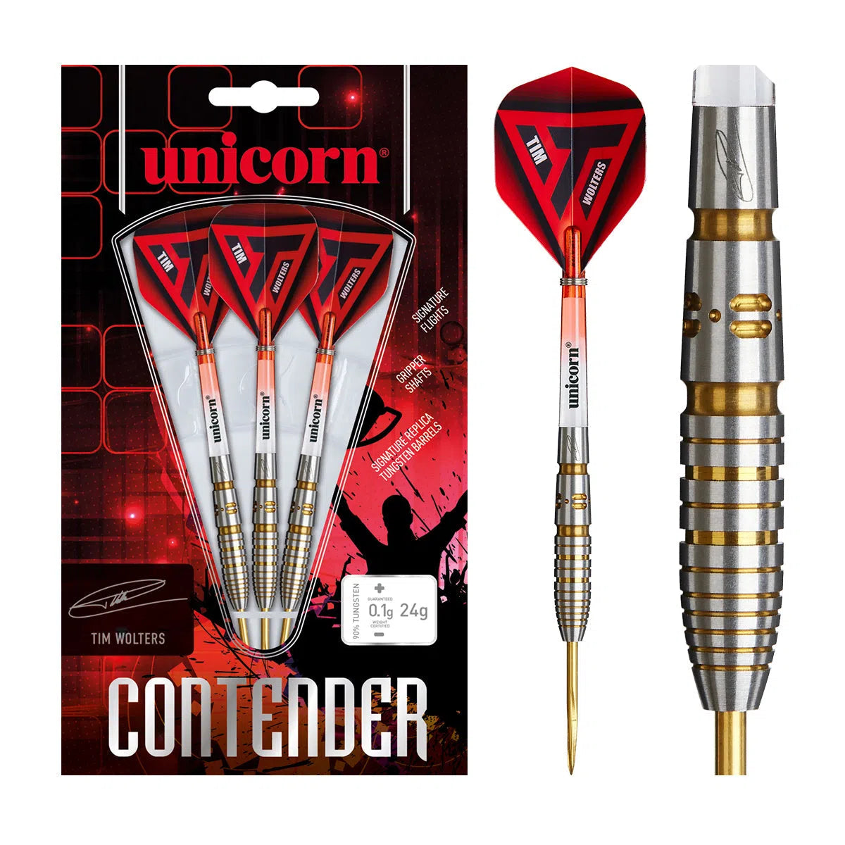 Unicorn Tim Wolters Contender 90% Tungsten Steel Tip Darts